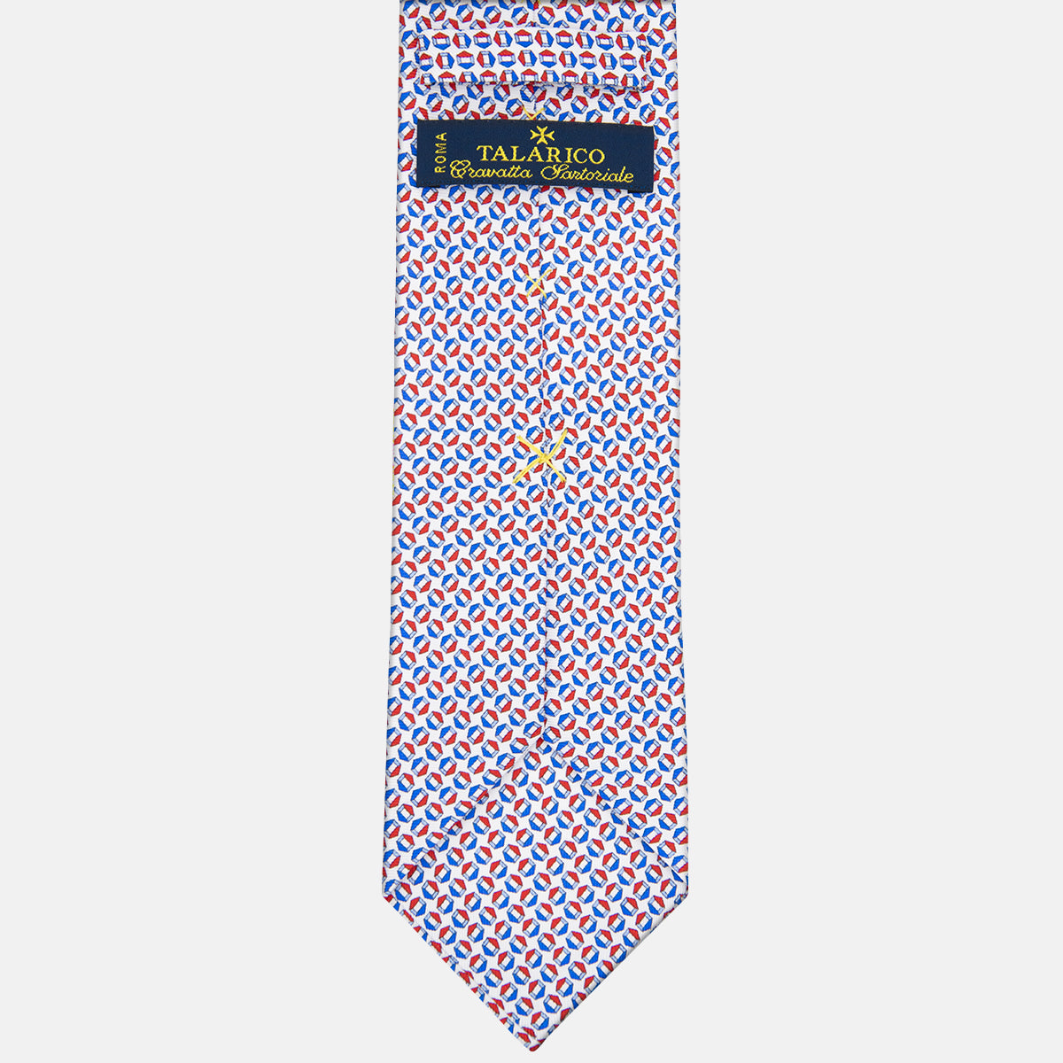 White Geometric Pattern 3 Fold Silk Tie-MO9983
