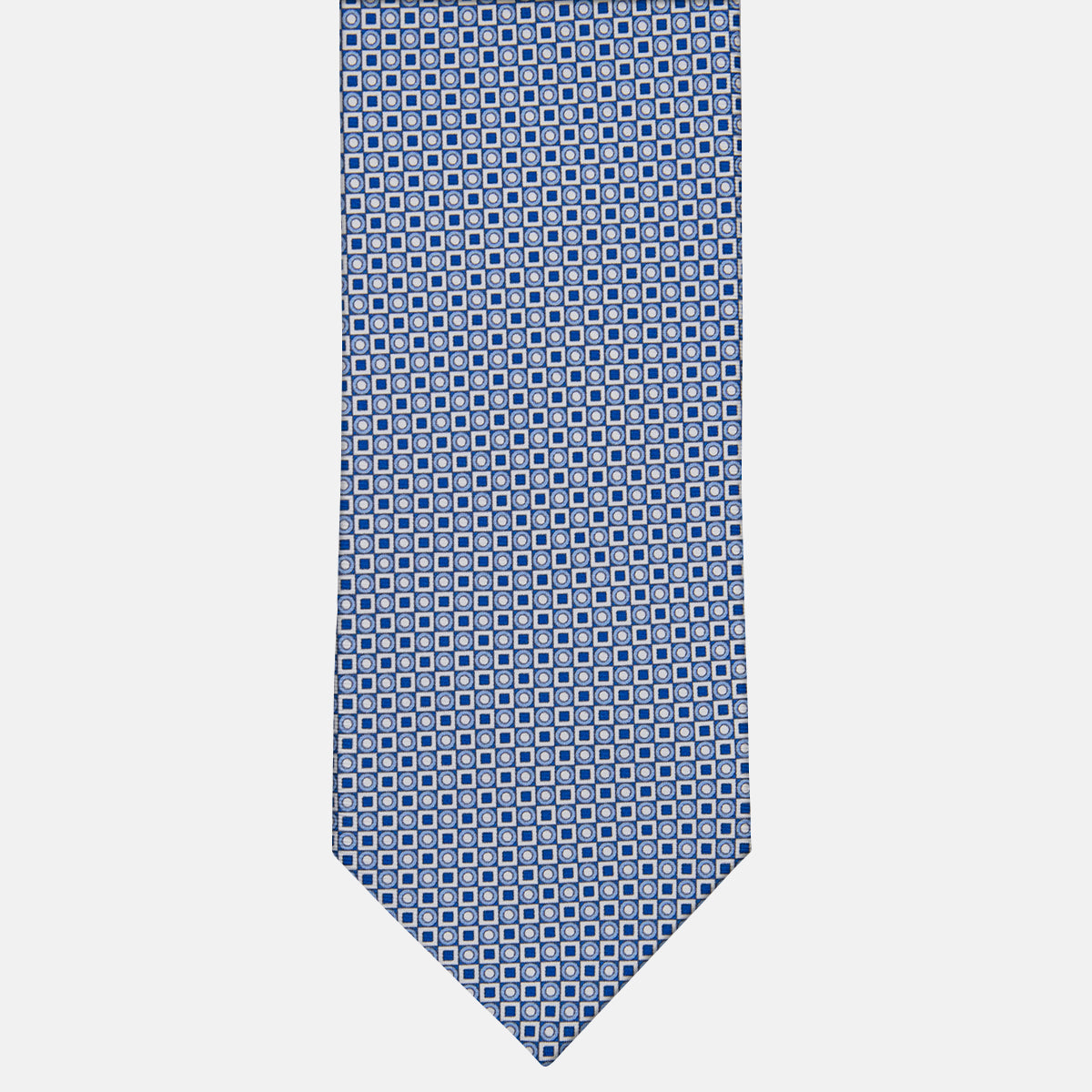 3-fold Silk Tie with White Geometric Pattern - M49115