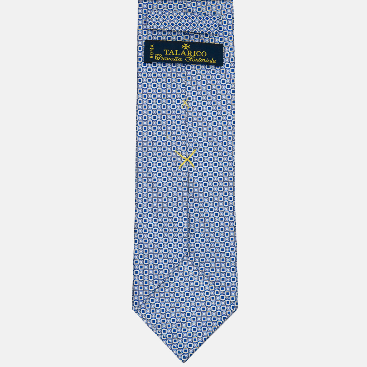 3-fold Silk Tie with White Geometric Pattern - M49115