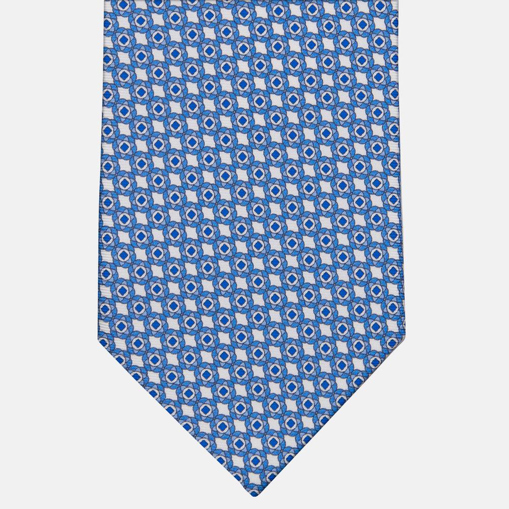 3-fold Silk Tie with Floral Pattern White-M49150
