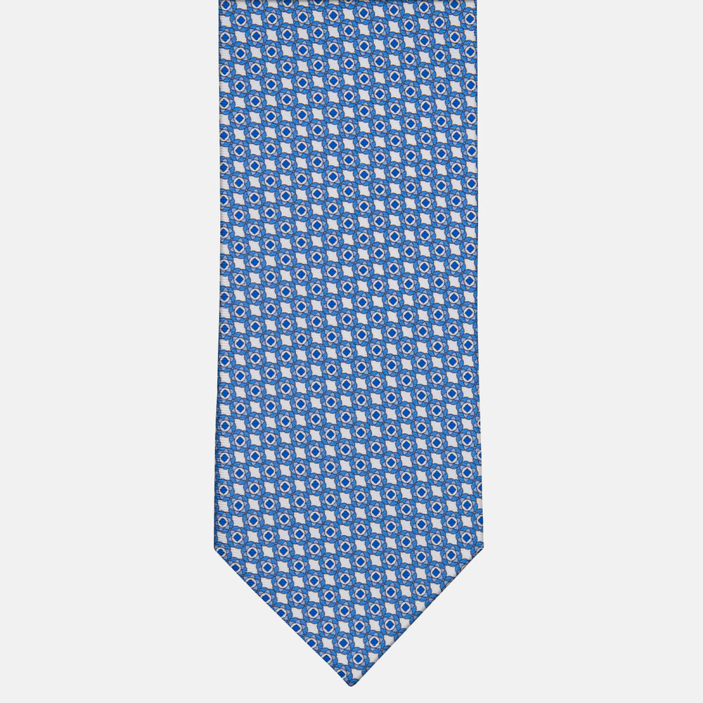 3-fold Silk Tie with Floral Pattern White-M49150