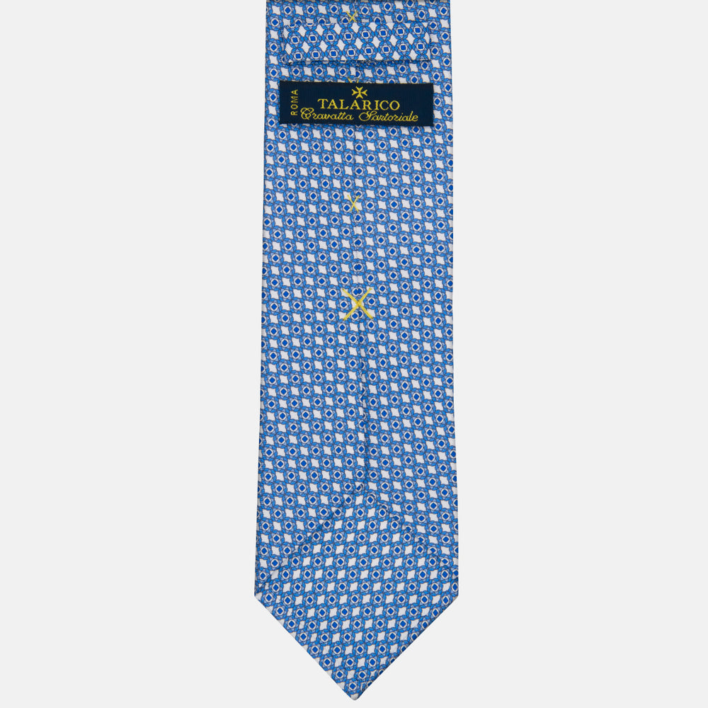 3-fold Silk Tie with Floral Pattern White-M49150