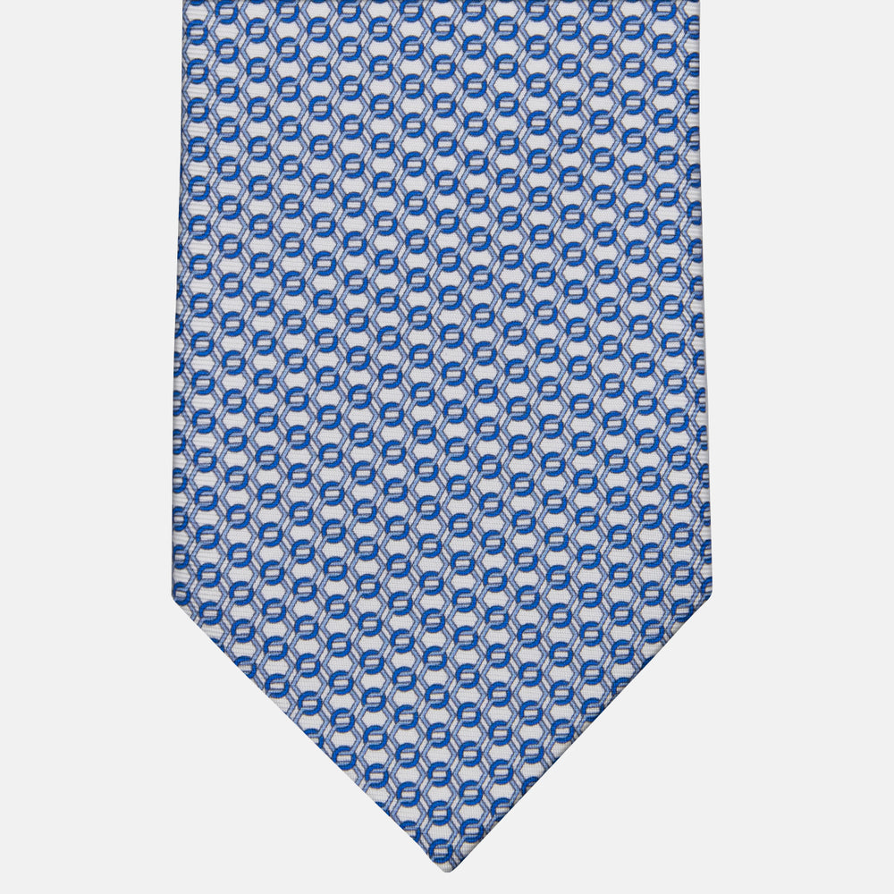 3-fold Silk Tie with White Linked Pattern - MO8468