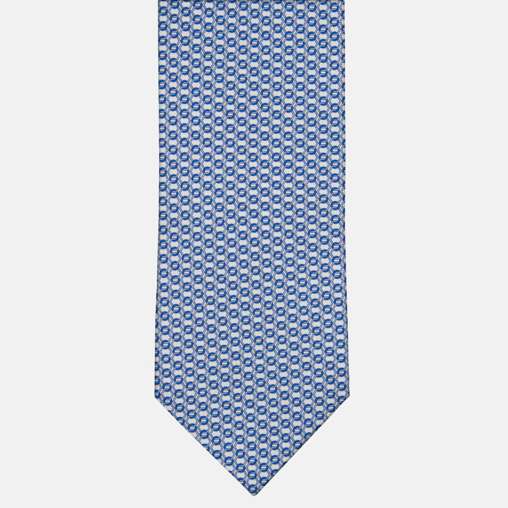 3-fold Silk Tie with White Linked Pattern - MO8468