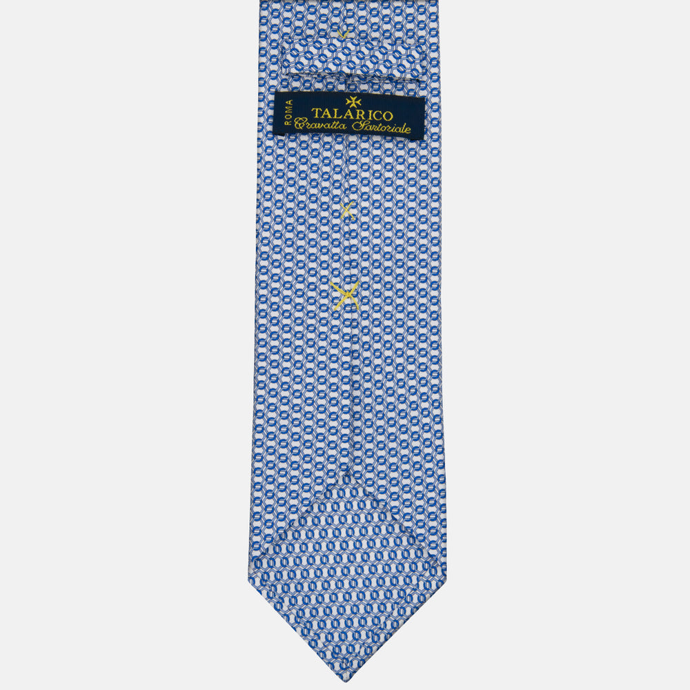 3-fold Silk Tie with White Linked Pattern - MO8468