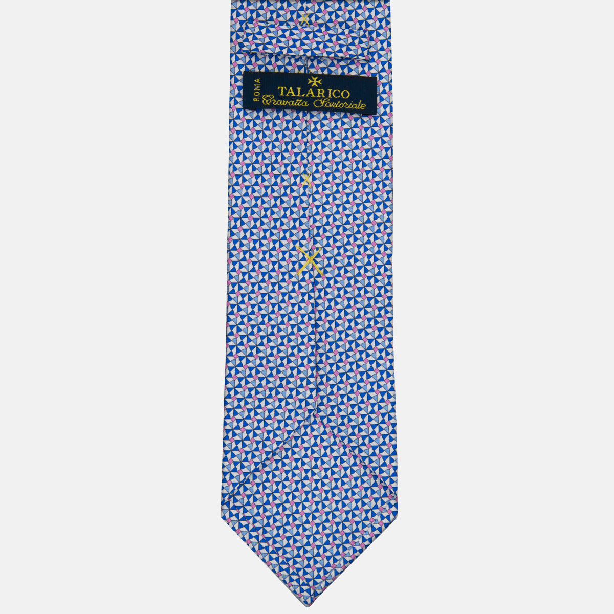 3-fold Silk Tie with White Geometric Pattern - M50028
