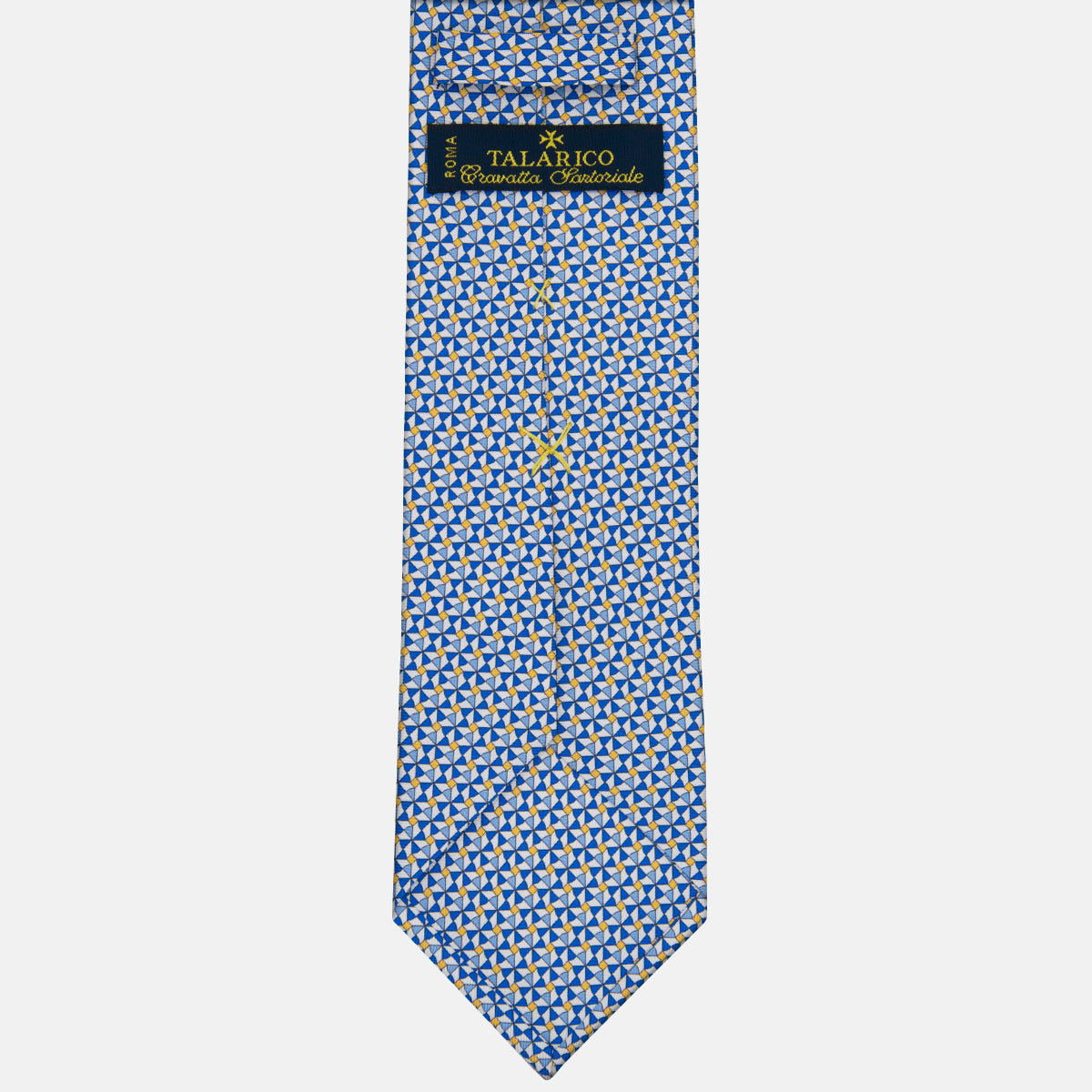 3-fold Silk Tie with White Geometric Pattern - M50028