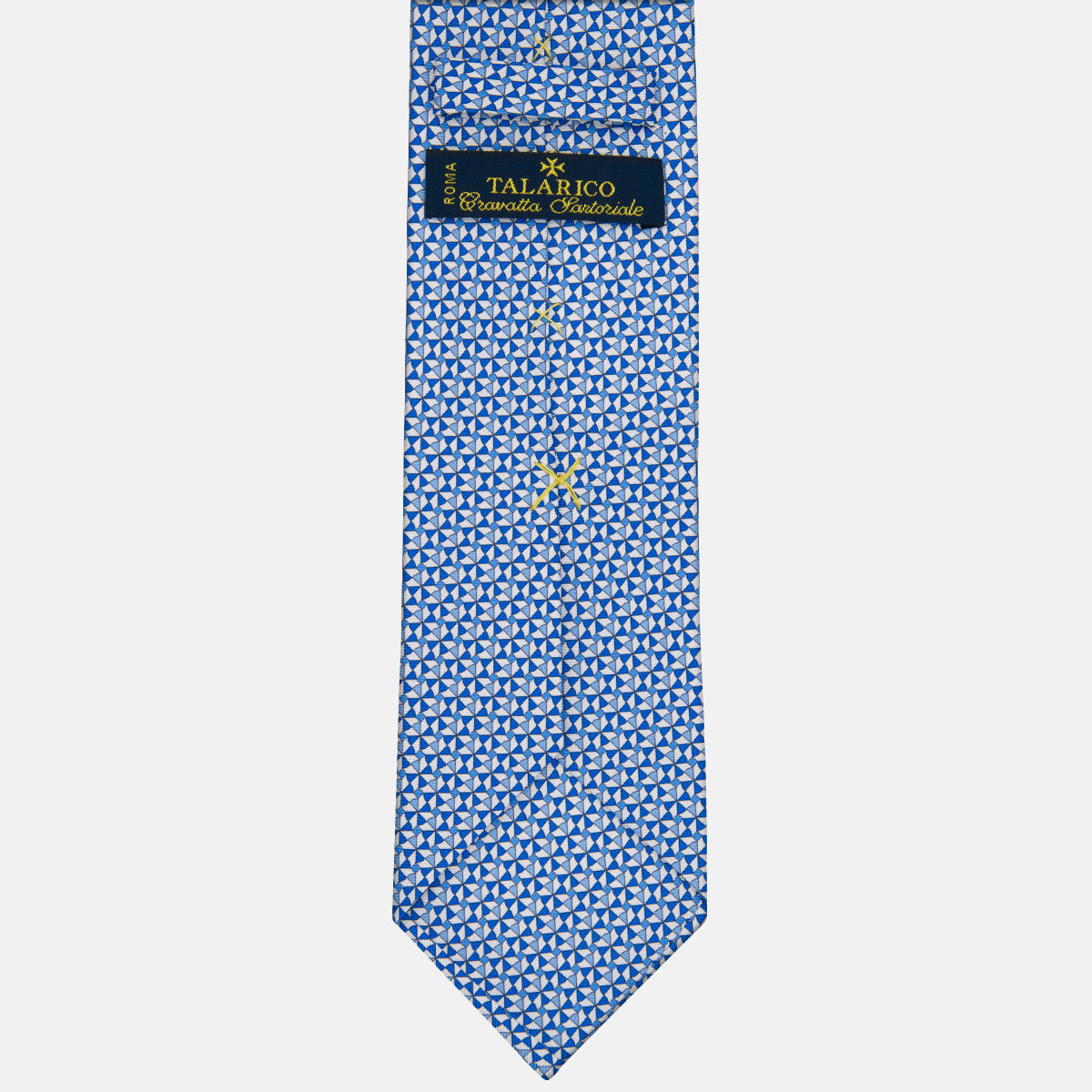 3-fold Silk Tie with White Geometric Pattern - M50028