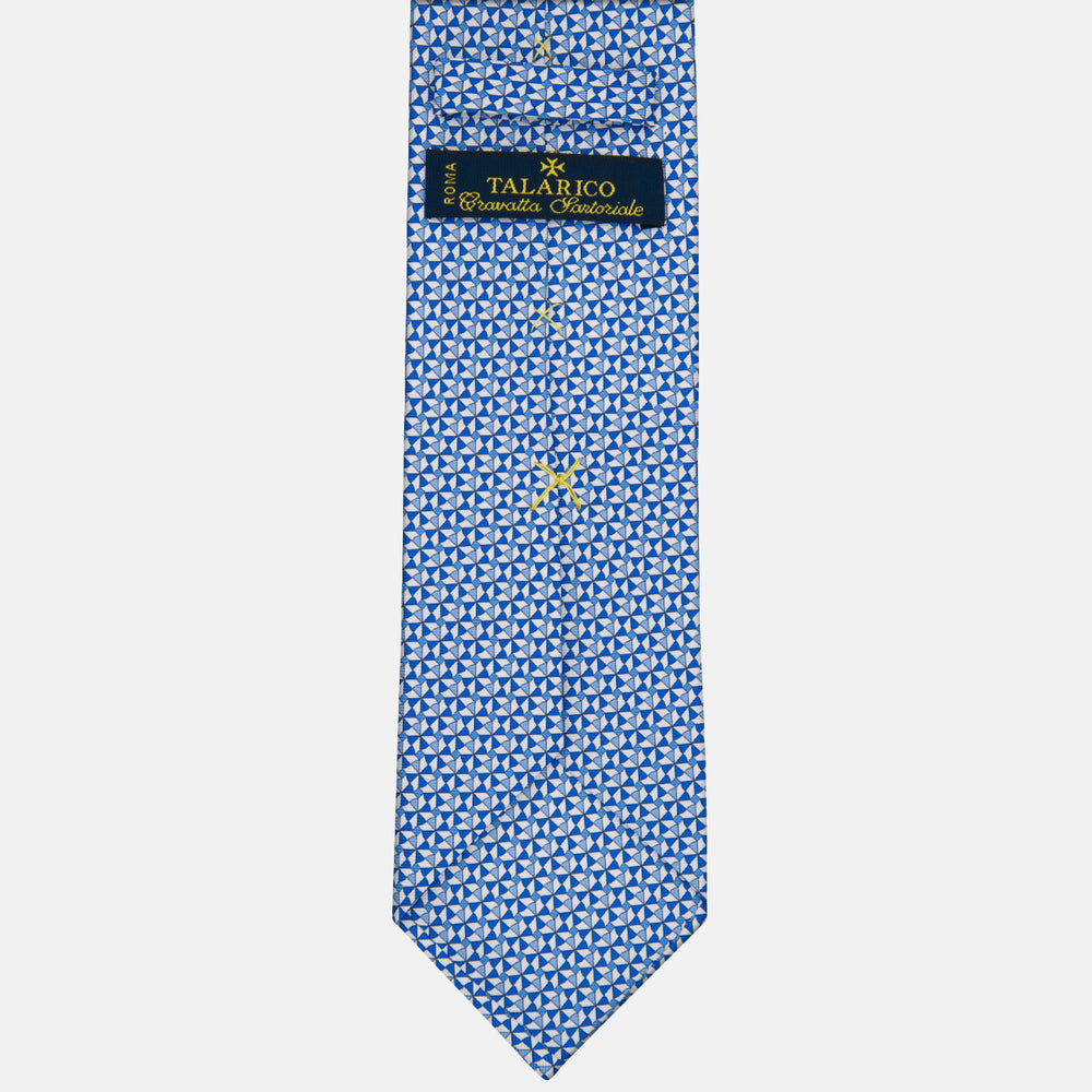 3-fold Silk Tie with Geometric Pattern White-M50028