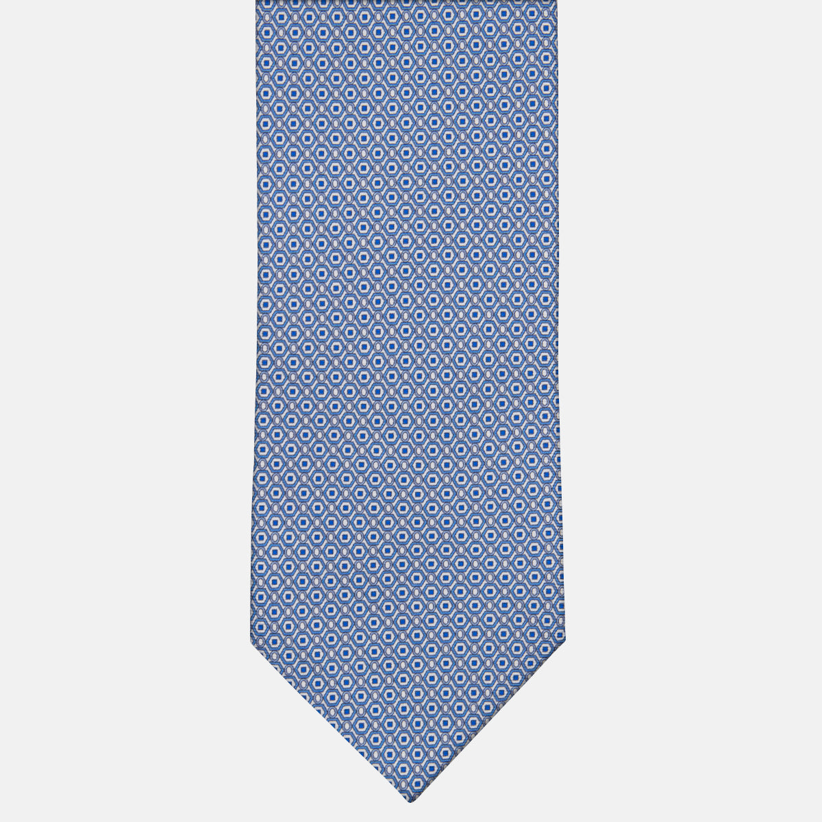 3-fold Silk Tie with White Geometric Pattern - MO9274