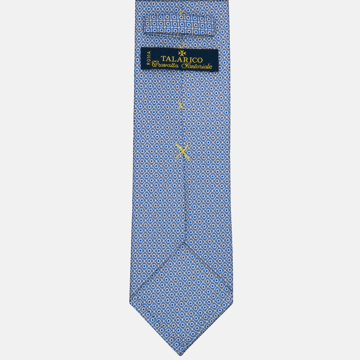 3-fold Silk Tie with White Geometric Pattern - MO9274