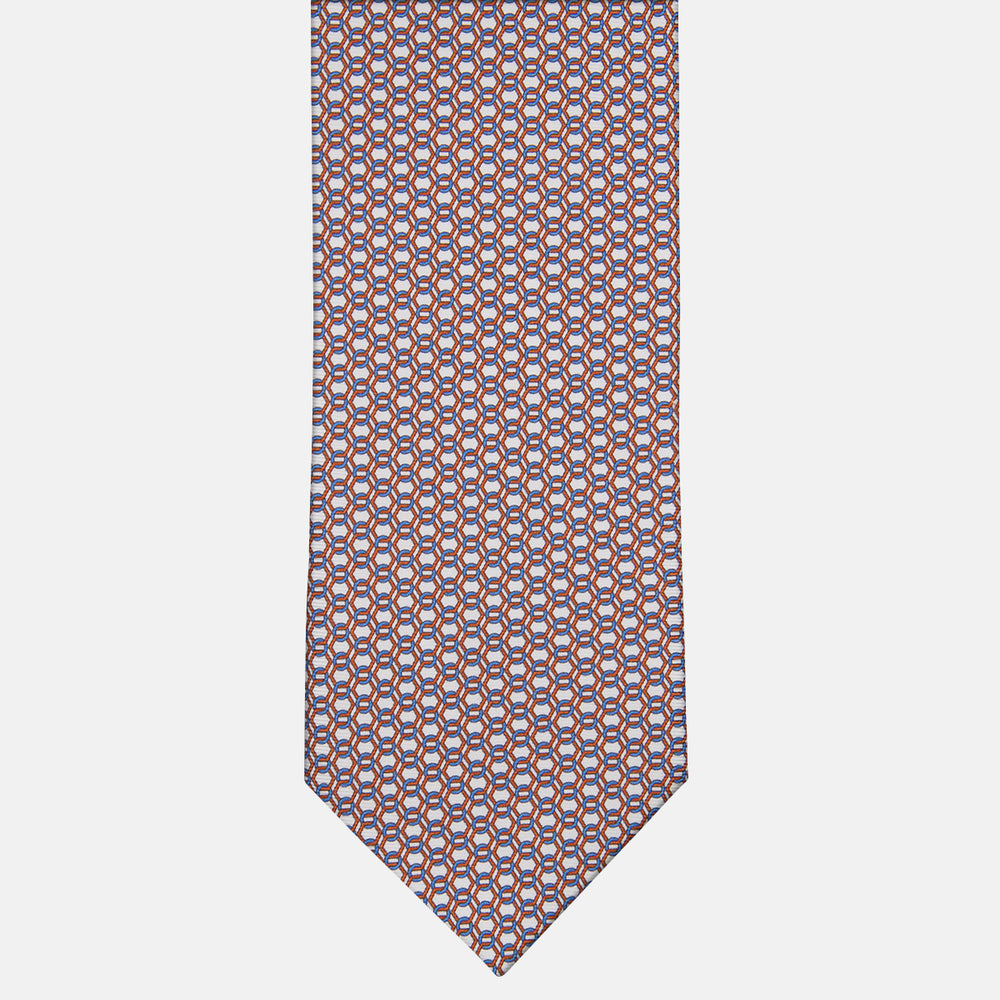 3-fold Silk Tie with White Linked Pattern - MO8468
