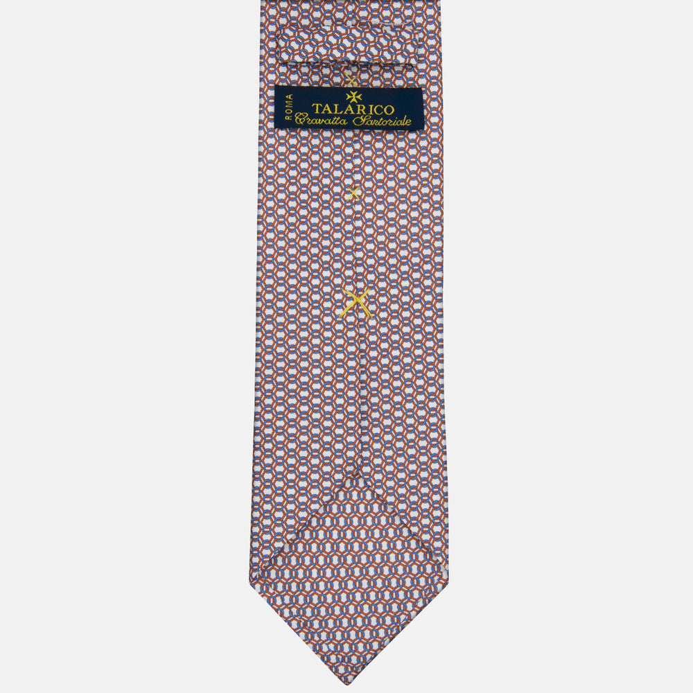 3-fold Silk Tie with White Linked Pattern - MO8468