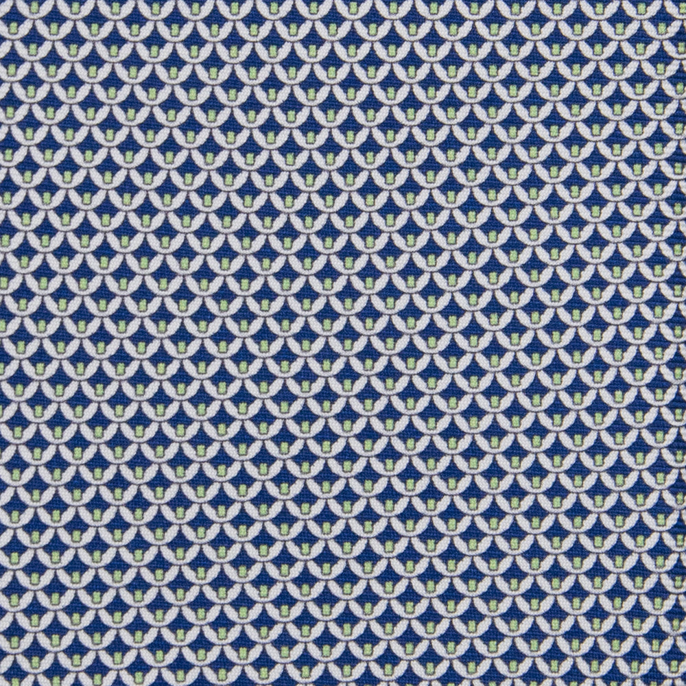 3-fold Tie in Geometric Pattern Blue Green Silk - M50025
