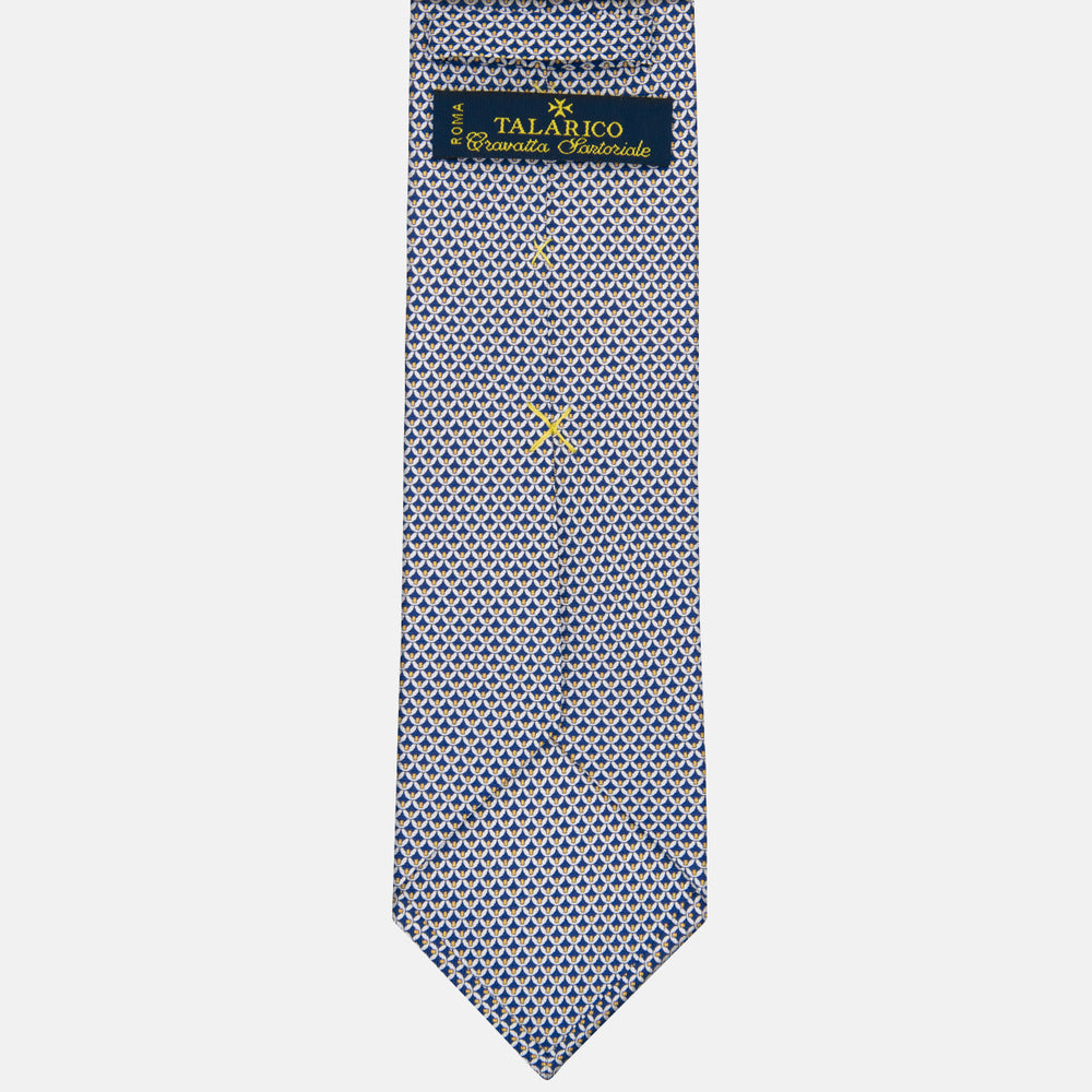 3-fold Tie in Silk with Geometric Pattern Blue Yellow - M50025