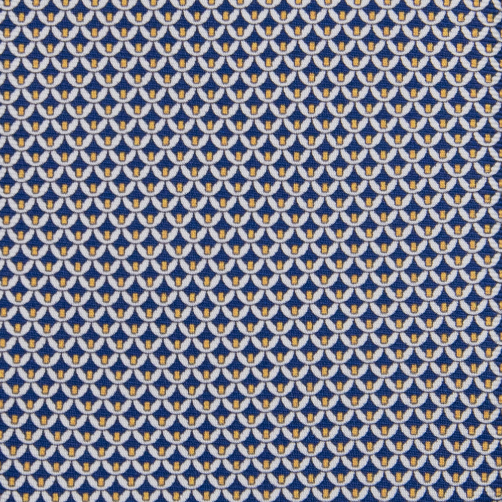 3-fold Tie in Silk with Geometric Pattern Blue Yellow - M50025