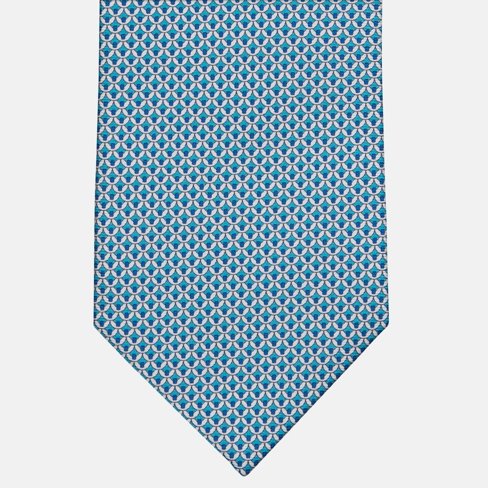3-fold Silk Tie with Geometric Pool Pattern - M50025
