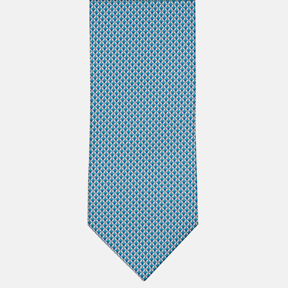 3-fold Silk Tie with Geometric Pool Pattern - M50025