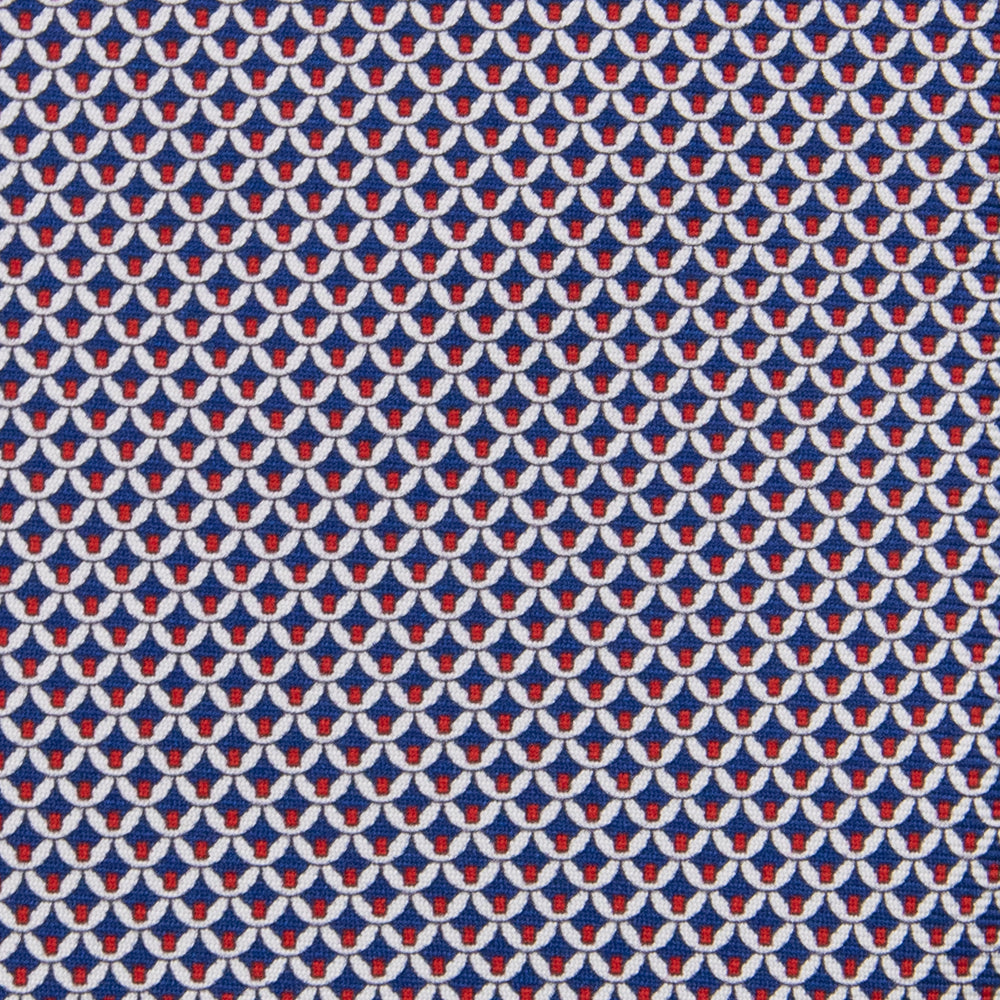 3-fold Tie in Silk Geometric Pattern Blue Red - M50025