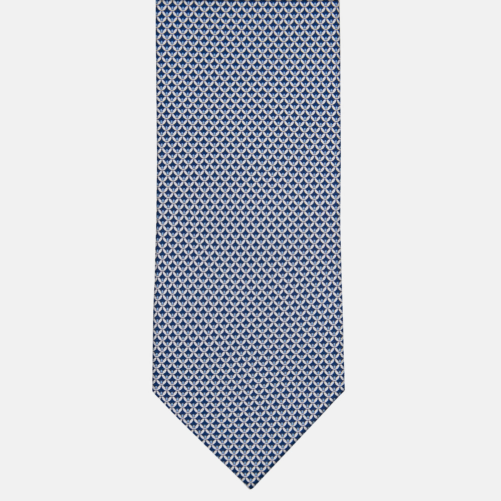 3-fold Tie in Geometric Pattern Light Blue Silk - M50025