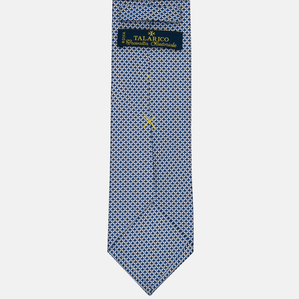 3-fold Tie in Geometric Pattern Light Blue Silk - M50025