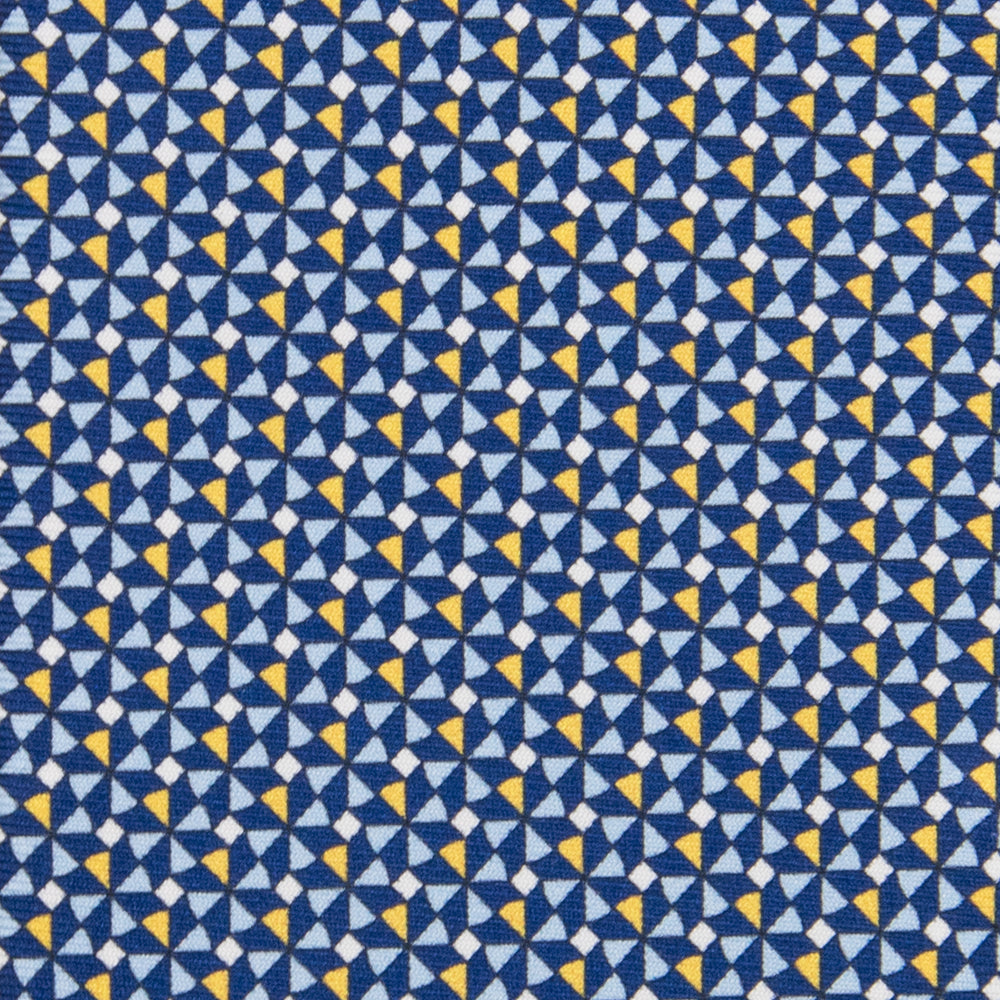 3-fold Tie in Silk with Geometric Pattern in Blue and Yellow - M50028