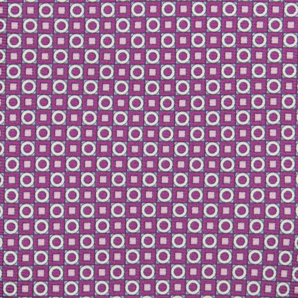 Cravatta 3 pieghe in Seta Fantasia Geometrica Magenta - M49115