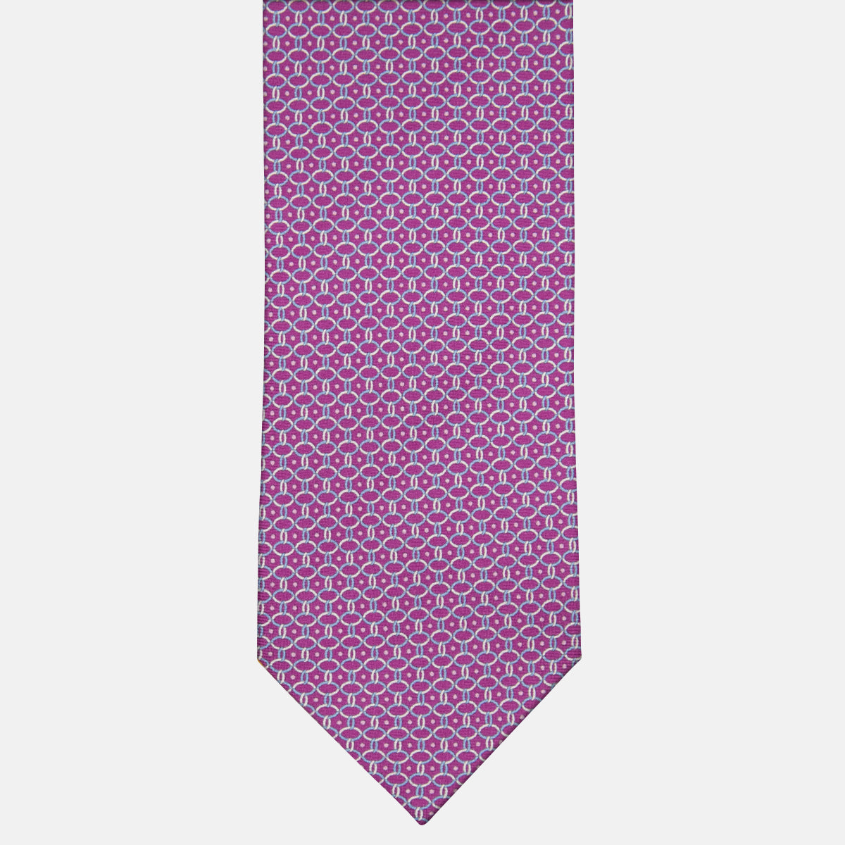 3-Fold Silk Tie with Magenta Chain Pattern - MO9962