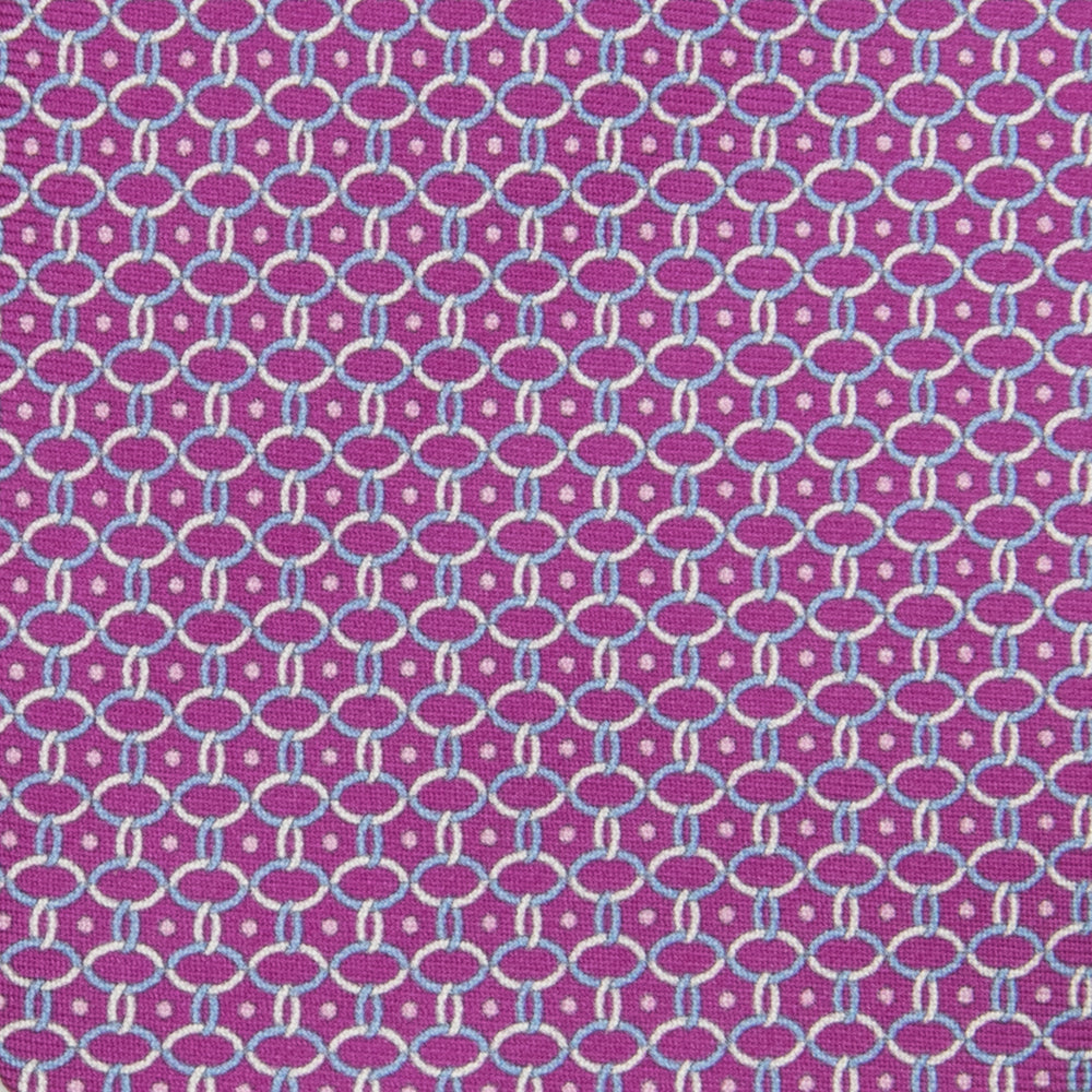 3-fold Tie in Silk with Linked Pattern Magenta - MO9962