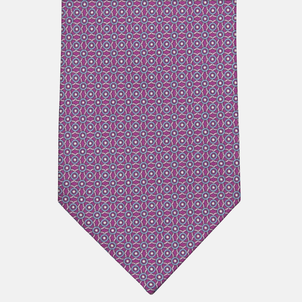 3-fold Silk Tie in Magenta Pattern - MO9373