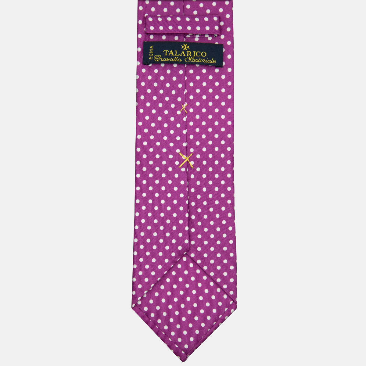 3-fold Silk Tie with Magenta Polka Dot Pattern - M6847