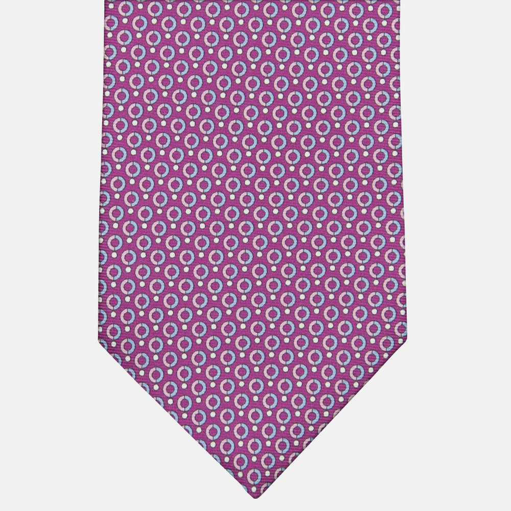 3-fold Tie in Silk with Magenta Polka Dot Pattern - M50026