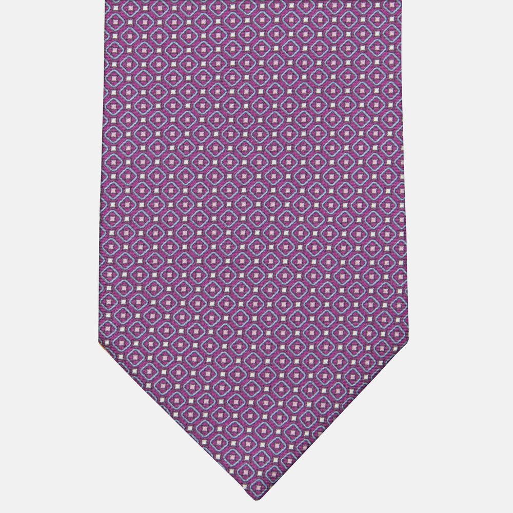 3-fold Silk Tie Geometric Pattern Magenta - M49759
