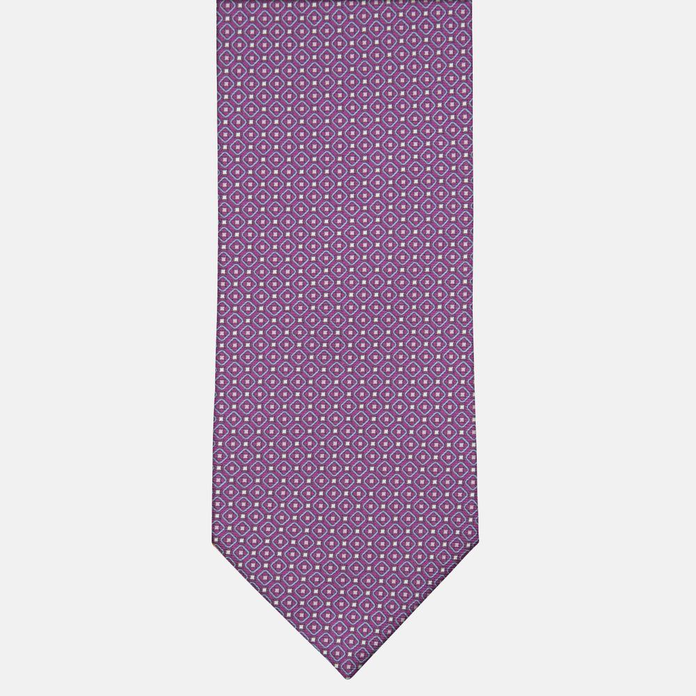 3-fold Silk Tie Geometric Pattern Magenta - M49759