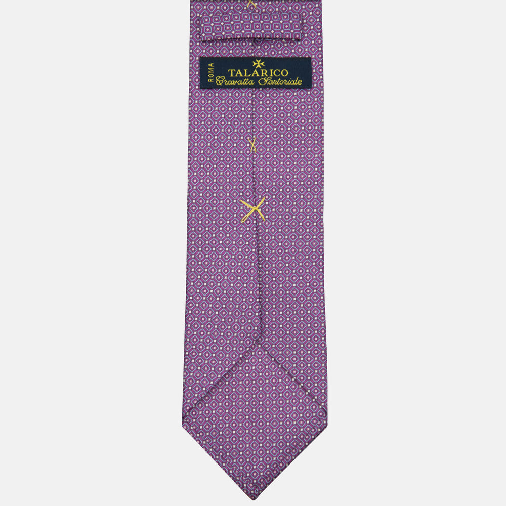 3-fold Silk Tie Geometric Pattern Magenta - M49759