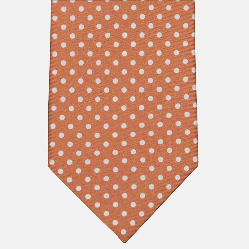 3-fold Tie in Orange Polka Dot Silk - M6847