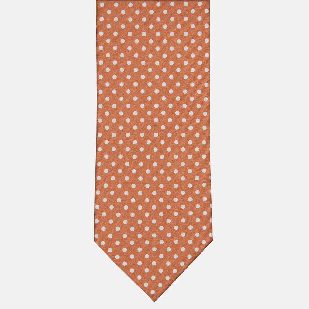 3-fold Tie in Orange Polka Dot Silk - M6847