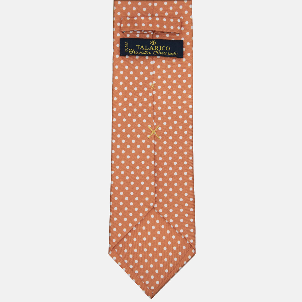 3-fold Silk Tie with Orange Polka Dot Pattern - M6847