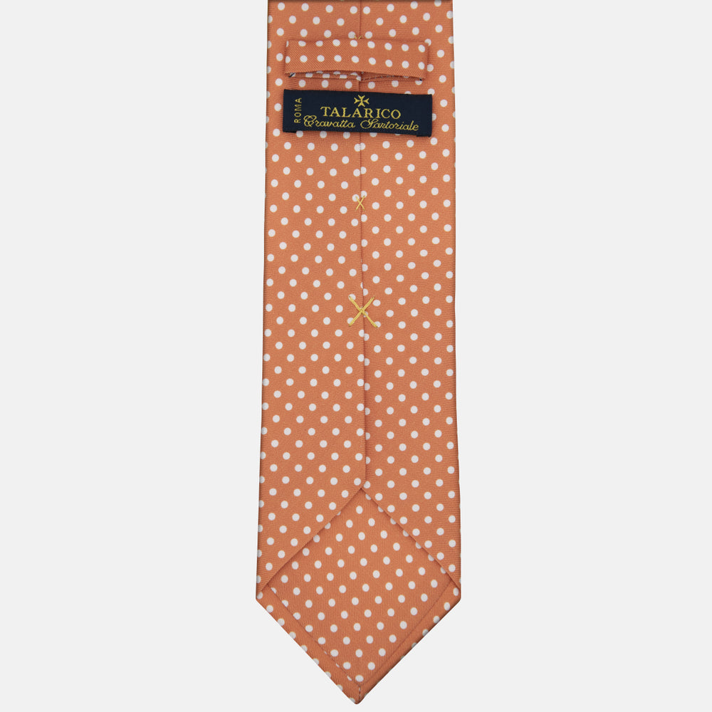 3-fold Tie in Orange Polka Dot Silk - M6847