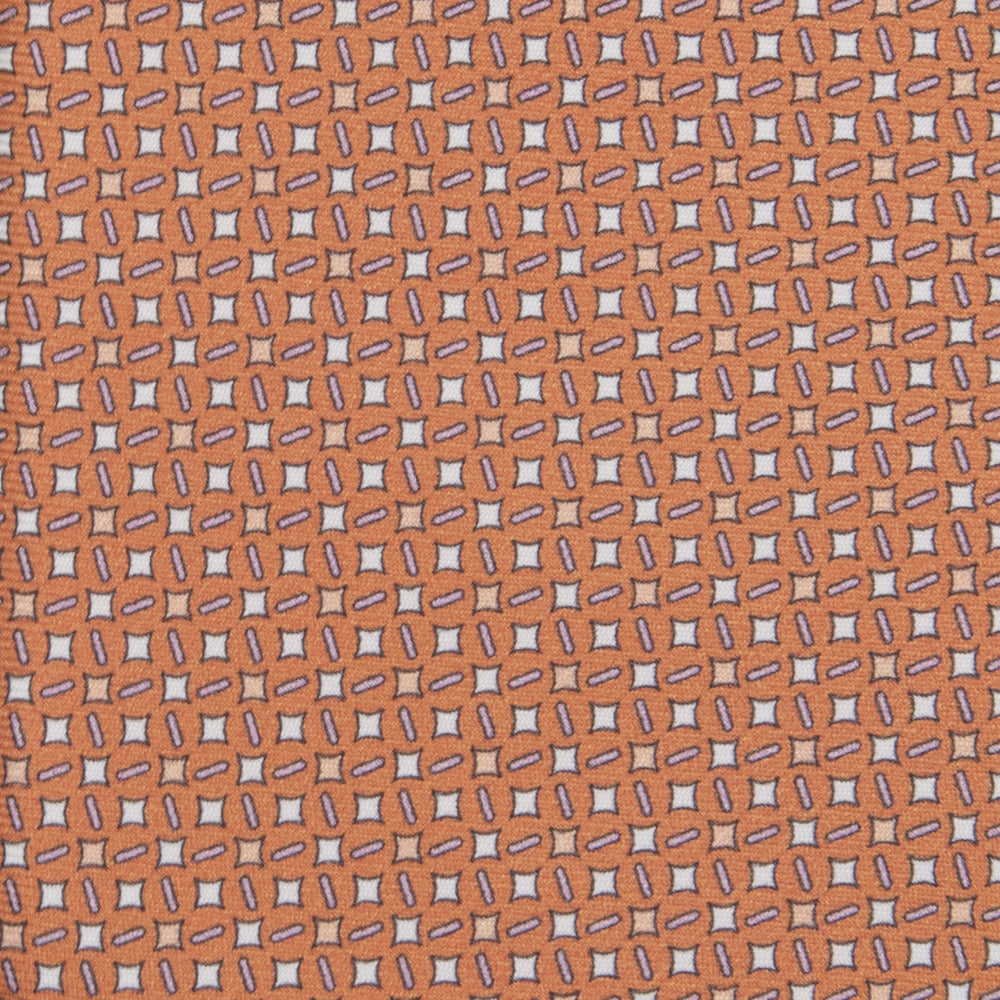 3-fold Tie in Geometric Pattern Orange-M48652