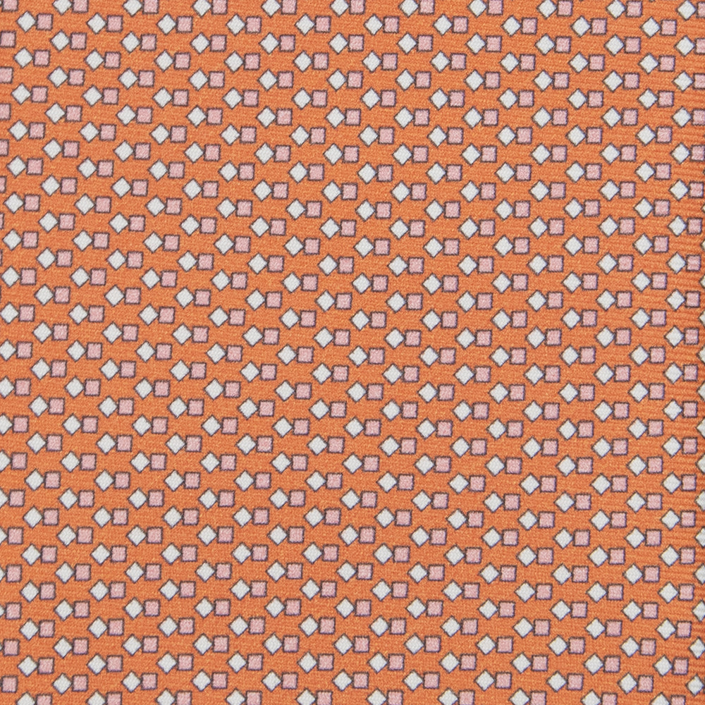 3-fold Tie in Geometric Pattern Orange Silk - M49800