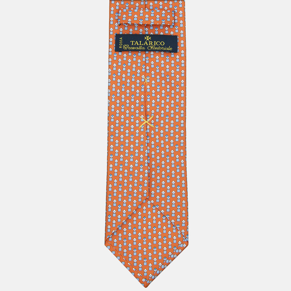 3-fold Tie in Geometric Pattern Orange - M34186