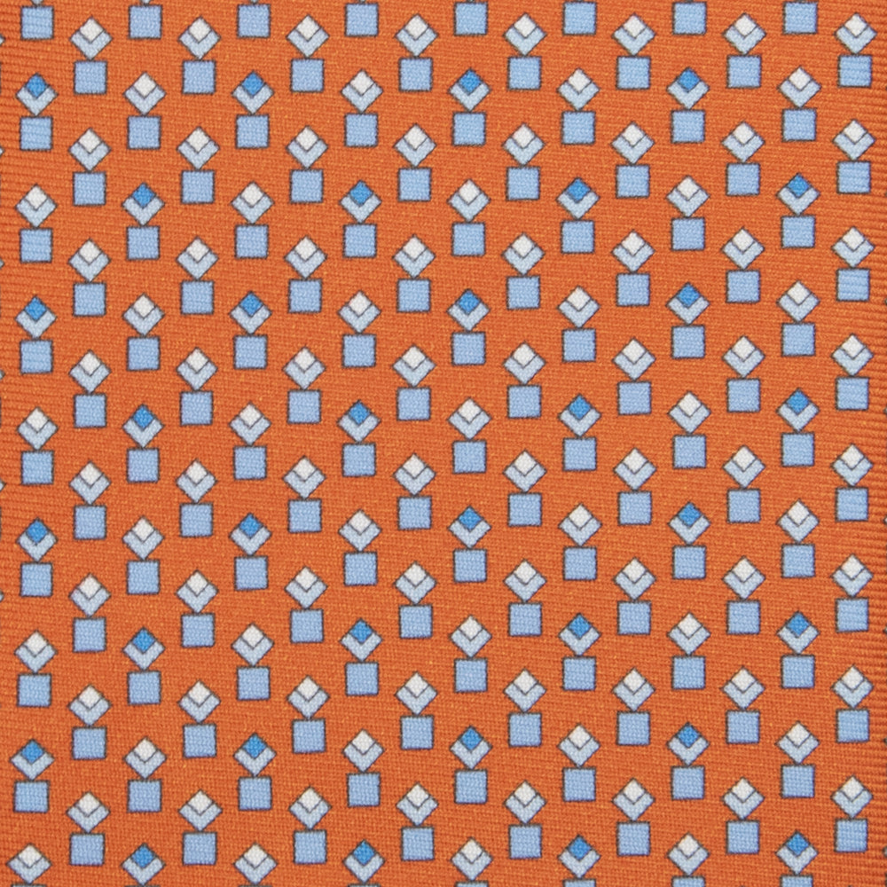 3-fold Tie in Geometric Pattern Orange - M34186