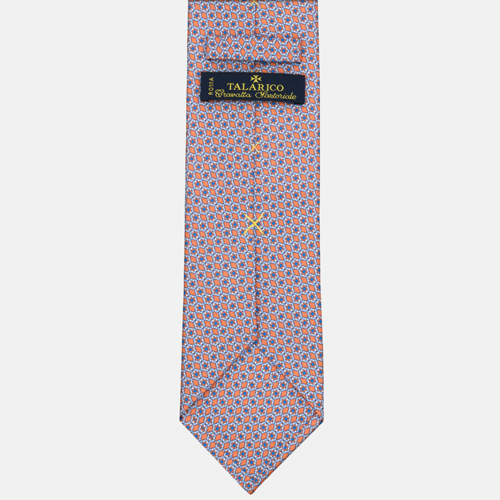 3-fold Tie in Floral Pattern Orange Silk M49150