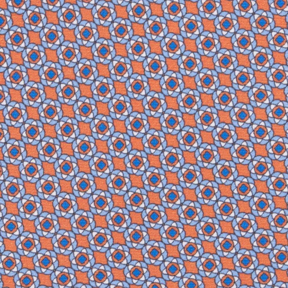 3-fold Tie in Floral Pattern Orange Silk M49150