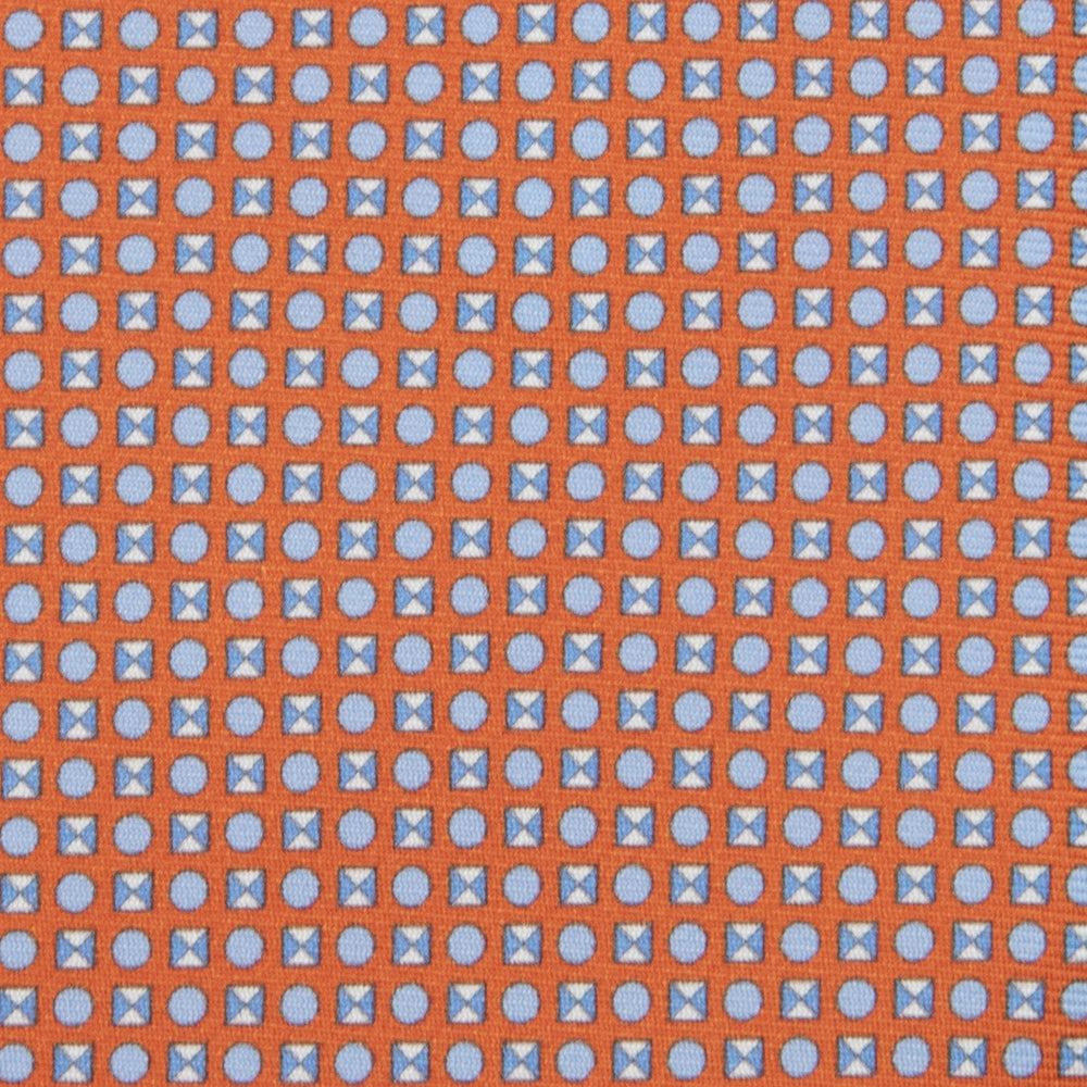 3-fold Tie in Geometric Pattern Orange Silk - M50003