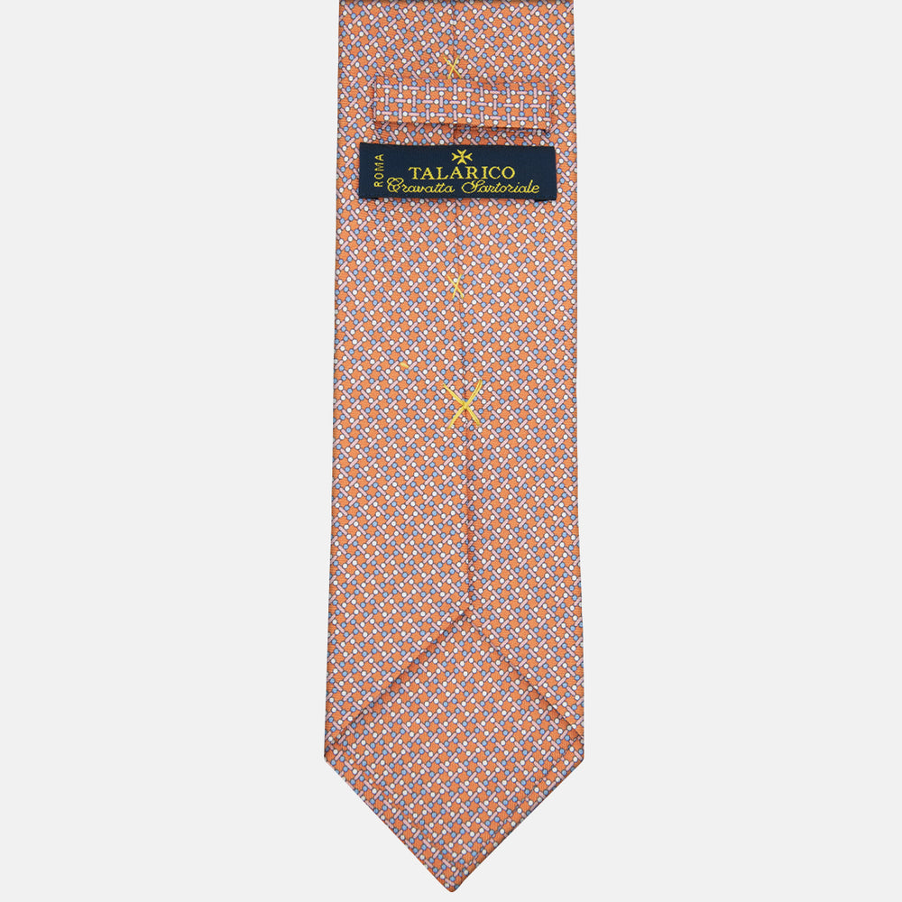 3-fold Tie in Geometric Pattern Orange Silk - M49154