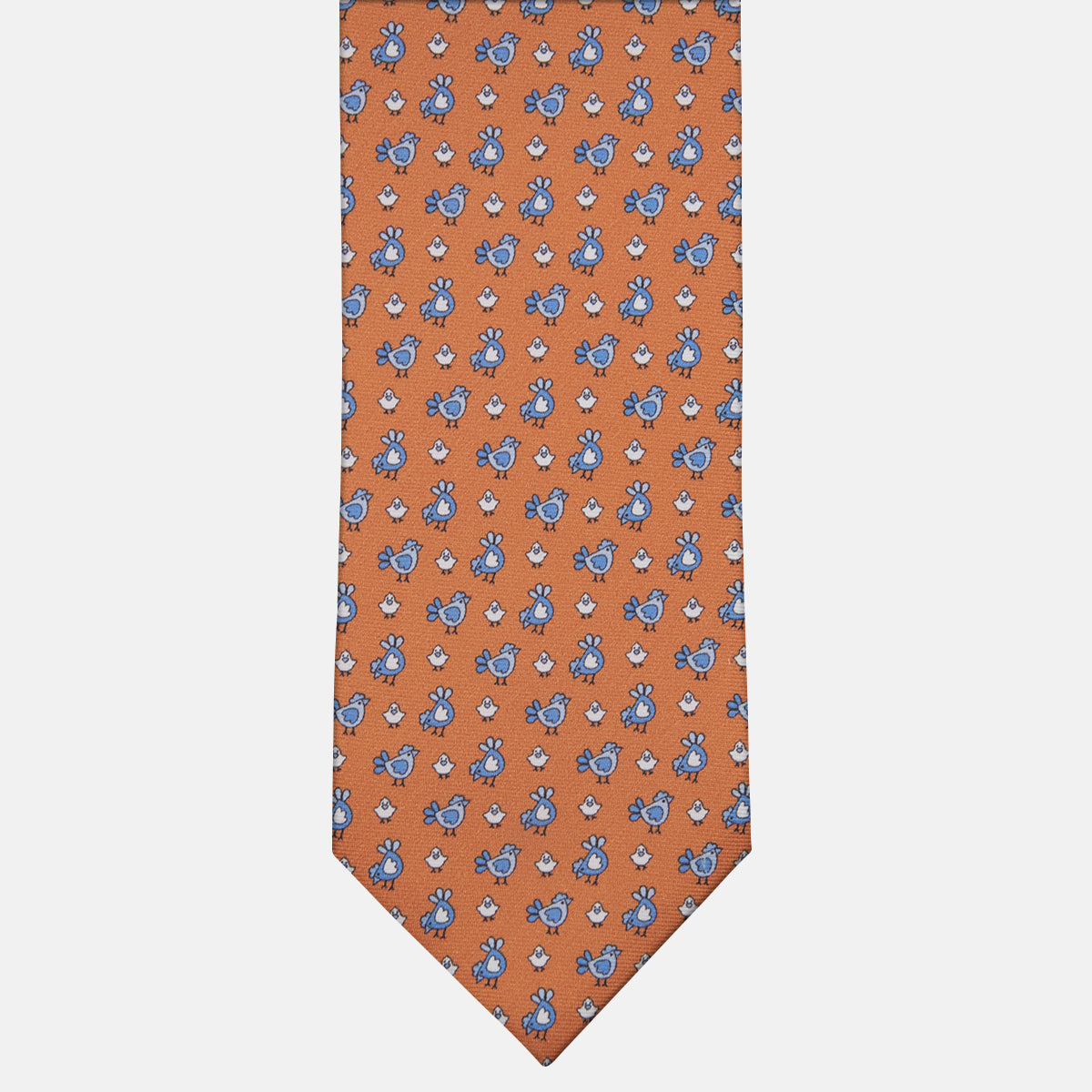 3-Fold Silk Tie with Orange Chicks Pattern - M50028