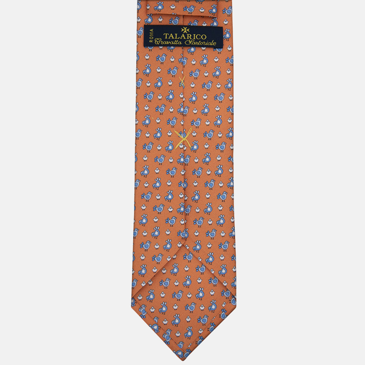 3-Fold Silk Tie with Orange Chicks Pattern - M50028