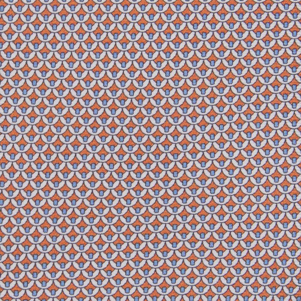 3-fold Tie in Geometric Pattern Orange Silk - M50025